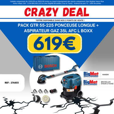 Crazy Deal 30 - PACK GTR 55-225 PONCEUSE LONGUE + ASPIRATEUR GAZ 35L AFC L BOXX